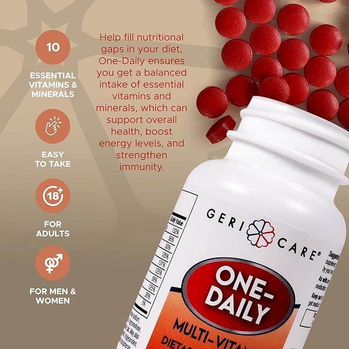 GeriCare One-Daily Multi-Vitamin Tablets Dietary Suplement 100 Count (Pack of 1)