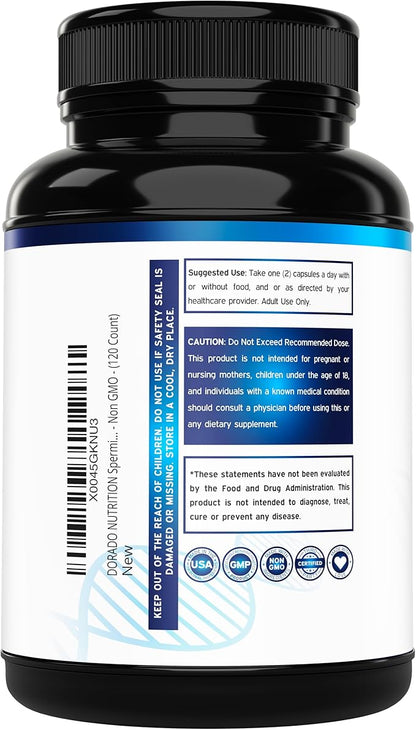 Spermidine Supplement (10mg of 99% Spermidine 3HCL - Third Party Tested) 120 Capsules - Over 100x More Potent Than Wheat Germ Extract for Cell Membrane - Gluten Free & Non-GMO - Made in USA