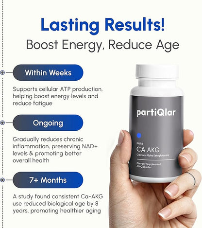 CA AKG Supplement - Pure Alpha Ketoglutarate - Calcium AKG Supplement 1000mg per 2 Capsule Serving - Supports Cellular Energy, and Healthy Aging Process - Made in The USA - 60 Capsules