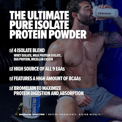 QUATTRO Magnum Nutraceuticals Whey Protein Powder, Toasted Cinnamon Cereal 2lb – Premium Protein Isolate Blend for Muscle Growth & Recovery