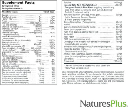 Natures Plus Source of Life - 90 Tablets - Multivitamin & Mineral Supplement - Supports Natural Energy & Overall Well-Being - Gluten Free, Vegetarian - 30 Total Servings