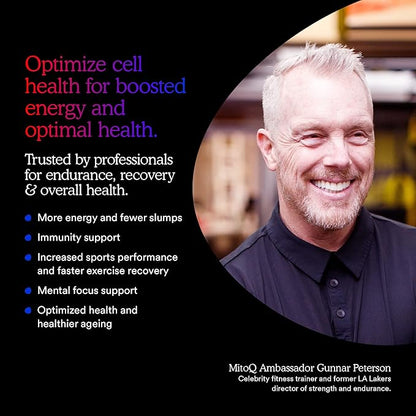 MitoQ Pure Mitochondria-targeted Antioxidant Supplement | Reducing Free Radical Damage & Oxidative Stress | Supports Cellular Longevity, Metabolic Health, Healthier Aging, and Energy (180 Capsules)