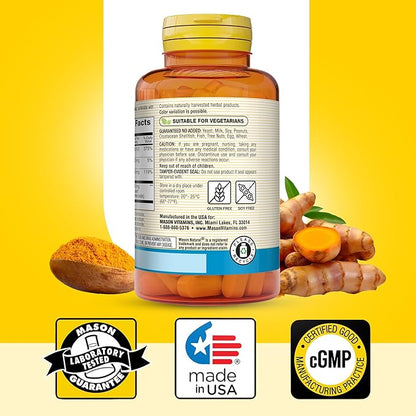 MASON NATURAL Magnesium & Vitamin D3 with Turmeric - Healthy Heart and Nervous System, Strengthens Bones and Muscles, Improved Joint Health, 60 Tablets (Pack of 3)