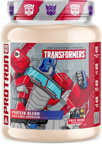 Core Nutritionals | Transformers Protron Protein Blend Nutritional Supplement Formula (Free Prize Inside) for Adults Ages 18+ (2 Pounds, Mixed Berry Cheesecake)