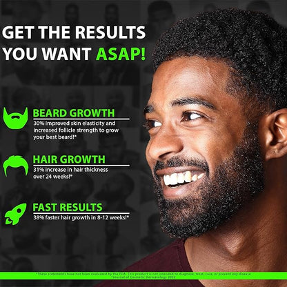 MAXIMUM STRENGTH Biotin 96,000mcg Collagen Peptides LIQUID Collagen for Men Hair Growth & Beard Growth Supplement with 6X More Absorption vs Competitor Vitamins, Serum, or Pills (2 OZ) made by BBS USA