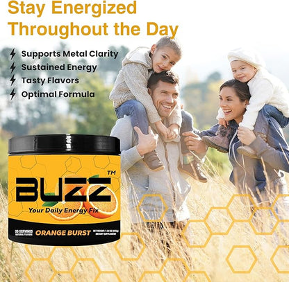 Morning Buzz Energy Drink Powder - Energy Boost Drink Mix - Sugar-Free Energy with Antioxidants - Morning Kickstart and Sports Nutrition Endurance Product - 30 Servings, Orange Burst, 8 Ounces