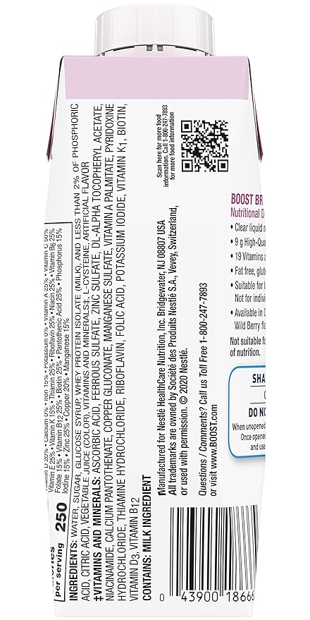 Boost Breeze Nutritional Drink Wildberry, 8 Fl Oz (Pack of 6)