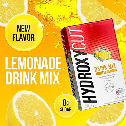 Hydroxycut Drink Mix, Lemonade - 21 Travel-Size Packets - Zero Calories or Sugar - Boost Metabolism, Burn Calories, Increase Energy - For Women & Men