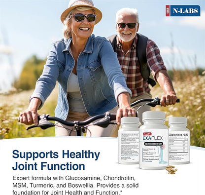 ExaFlex - Advanced Formula Joint & Bone Multivitamin - Contains Glucosamine Chondroitin, Boswellia Extract, Turmeric, Quercetin, Methionine, MSM, Bromelain Supplement, Made in USA - 60 Capsules
