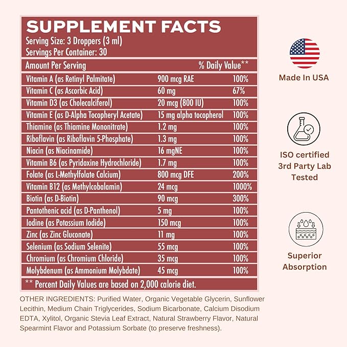 Liposomal Men's 50+ Liquid Multivitamin Drops | Non-GMO | Sugar Free | Gluten Free | 30 Day Supply | 3 FL Oz | Supports Brain Health, Immunity and Energy Production