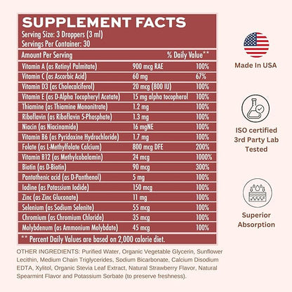 Liposomal Men's 50+ Liquid Multivitamin Drops | Non-GMO | Sugar Free | Gluten Free | 30 Day Supply | 3 FL Oz | Supports Brain Health, Immunity and Energy Production