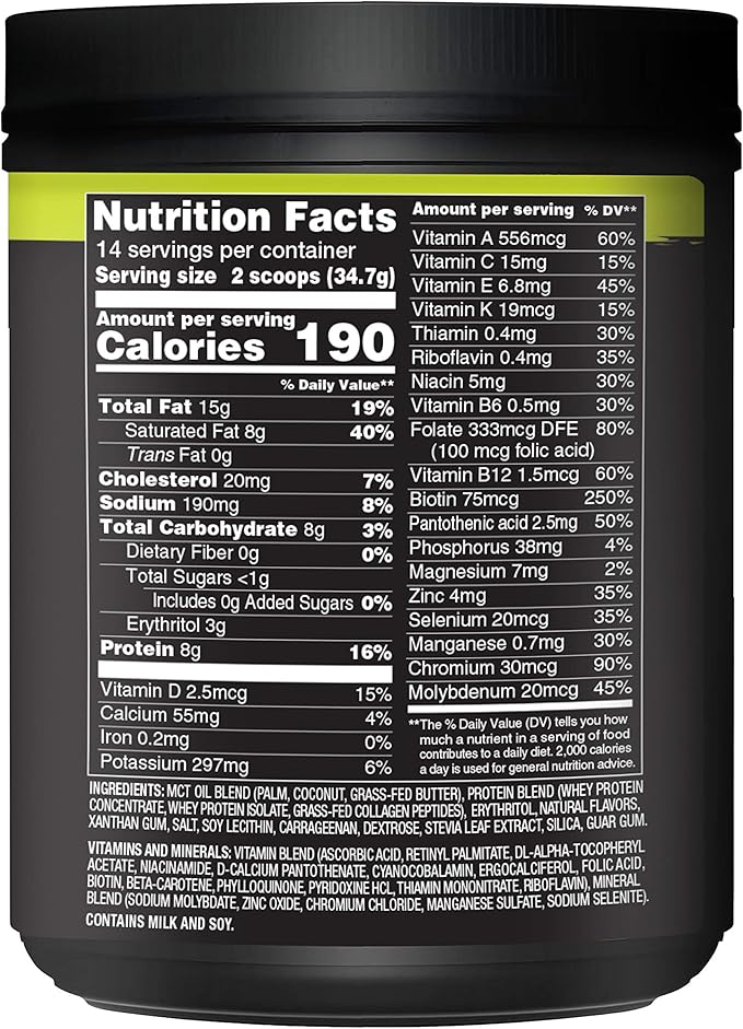 Nature Fuel Keto Meal Replacement Powder - Gluten Free with Coconut Oil MCTs and Grass-Fed Butter - Creamy Vanilla Milkshake - 14 Servings - Pantry Friendly, 17.1 Fl Oz