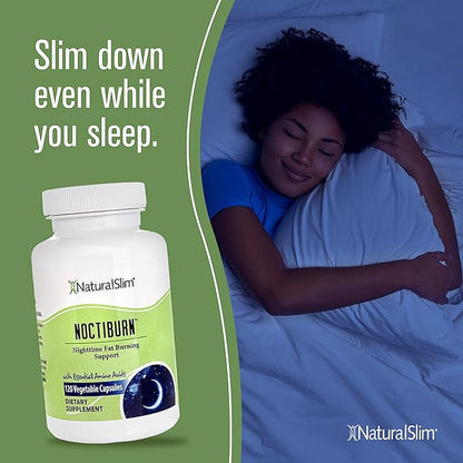 NaturalSlim NoctiBurn Night Burning & Metabolism Support Supplements with Essentials Amino Acid - Nighttime Fat Burner - 120 Vegetable Capsules