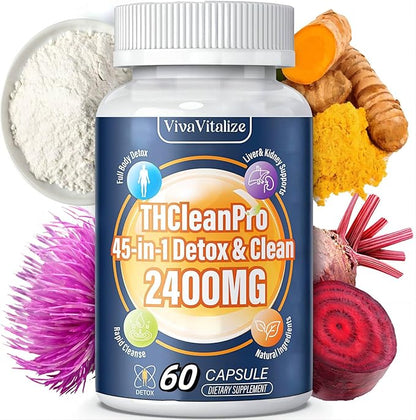 45 in 1 Comprehensive Liver Detox, Zeolite Detox Heavy Metal Detox Full Body Detox Milk Thistle Liver Detox, 100% Natural Maximum Absorption, Energy Immune Support 60 Capsule-Blue023