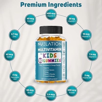 Gummy Vitamins for Kids 45 Day Supply - Vegetarian, Gluten Free, Gelatin Free, Multivitamin Gummies for Kids - Kids Gummy Vitamins to Support Immune System & Overall Wellness