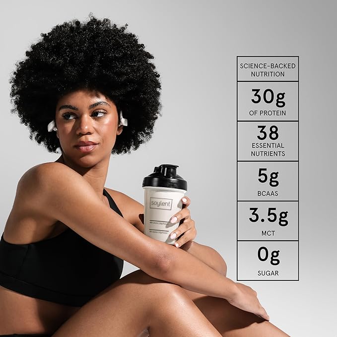 Soylent Complete Protein Powder, Vanilla, 30g Protein Shake for Muscle Growth and Recovery, BCAAs, DHA, MCT, 28 Vitamins & Minerals, Zero Sugar, Gluten Free, Vegan - 1.25lb