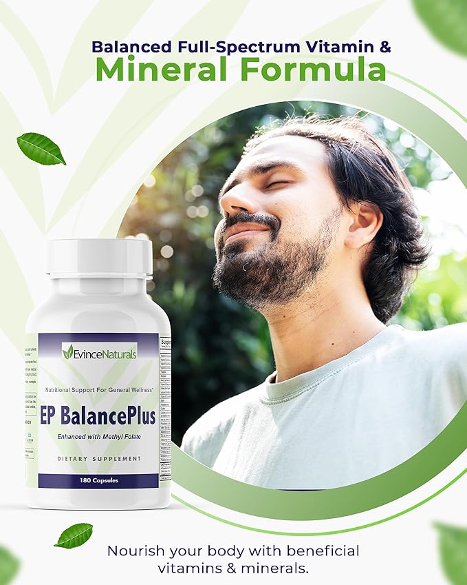 Multivitamin for Adults - EP BalancePlus Multivitamin for Men & Women - Packed with Vitamins and Minerals, Methyl Folate & Amino Acids - Nutritional Support for General Wellness, 180 Capsules