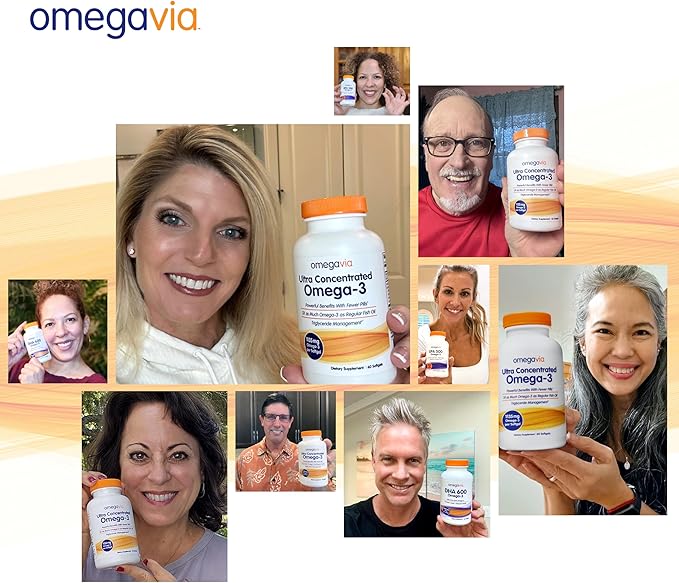 OmegaVia Ultra Concentrated Omega 3 Fish Oil Burpless, 60 Softgels, Triple Strength Omega 3 Fish Oil Supplements, 1135 mg Pure Omega3, No Fishy Burps, High EPA DHA DPA, IFOS 5-Star