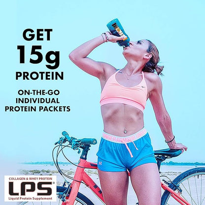 Nutritional Designs LPS Liquid Collagen & Whey Protein Supplement - Non-GMO Drink, Sugar-Free - Promotes Healthy Skin & Hair for Men & Women, Neutral, Single Serve(25 Packets)