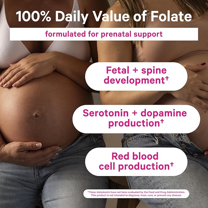 Pink Stork Liquid Folate: Whole-Food Vitamin B9 from Lemon Peels, Natural Folic Acid with Vitamin C, Liquid Prenatal Vitamins for Women, Pregnancy Must Haves, Women-Owned, 2 oz