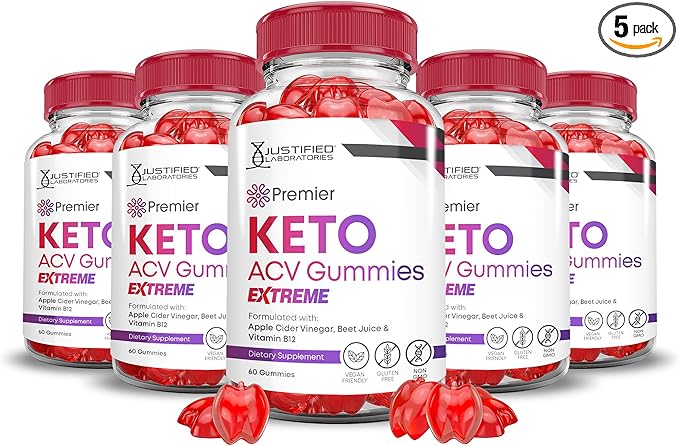 (5 Pack) Premier Keto ACV Gummies Advanced Extreme 2000MG Premier Keto Gummies Apple Cider Vinegar Formulated with Pomegranate Beet Juice Powder B12 Vegan Non GMO 300 Gummys