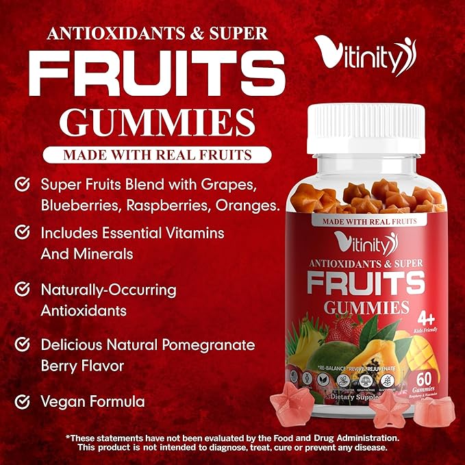 Made with Real Fruit-Real Veggie Gummies-Superfood Vegetable Vitamin Supplement for Women,Men,Kids-Blend of Fruit and Greens for Daily Health.Fruits and Vegetables Supplements (30-Day Supply)