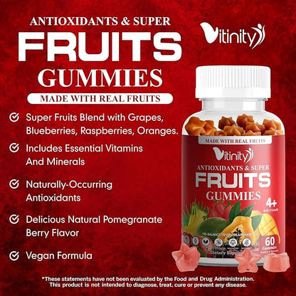 Made with Real Fruit-Real Veggie Gummies-Superfood Vegetable Vitamin Supplement for Women,Men,Kids-Blend of Fruit and Greens for Daily Health.Fruits and Vegetables Supplements (30-Day Supply)