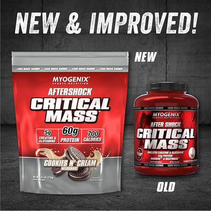 Myogenix Critical Mass - Cookies and Cream Flavored Muscle Mass Weight Gain Supplement, Zero Lactose Protein Powder, Anabolic Whey Protein (6.01 lbs)