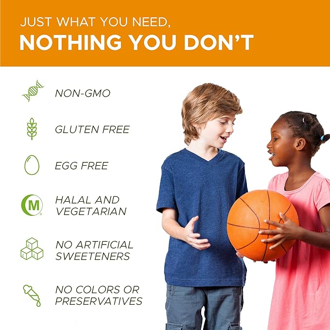 Noor Vitamins Halal Kids Multivitamin Chewable: Essential Vitamins for Immune, Bone & Eye Health with Iron - Non GMO & Gluten Free - Halal Vitamins 60 Count (2 Month Supply)