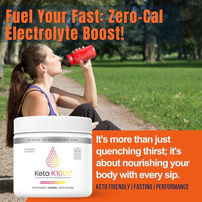 Hi-Lyte Keto K1000 Electrolyte Powder | Raspberry Lemon | Hydration Supplement Drink Mix | Boost Energy & Beat Leg Cramps | No Sugar, No Maltodextrin | 50 Servings