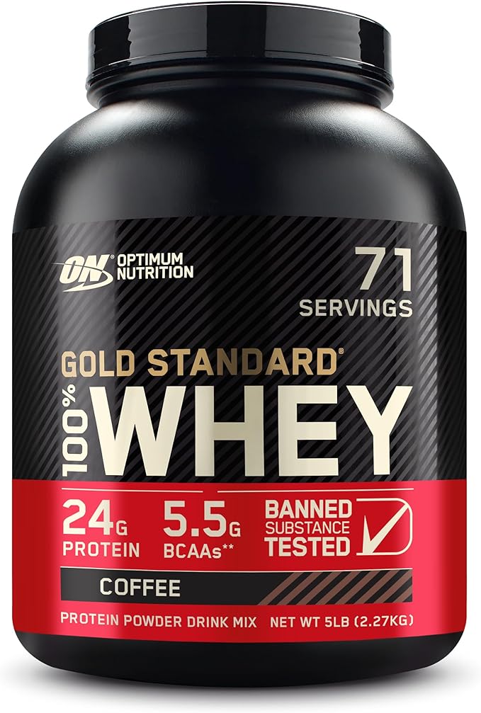Optimum Nutrition Gold Standard 100% Whey Protein Powder, Coffee, 5 Pound (Packaging May Vary)