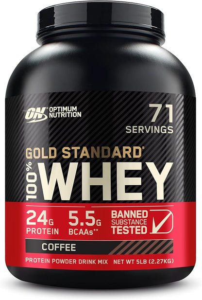 Optimum Nutrition Gold Standard 100% Whey Protein Powder, Coffee, 5 Pound (Packaging May Vary)