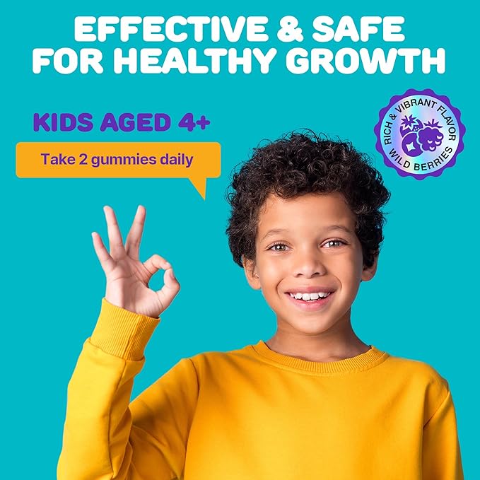 Height Growth Gummies for Kids - Growth Vitamins for Teens Height Growth Supplement - Height Growth for Kids with Calcium, Vitamin D, C, K2, Magnesium & Zinc - Natural Height Growth Maximizer - 60 PCS