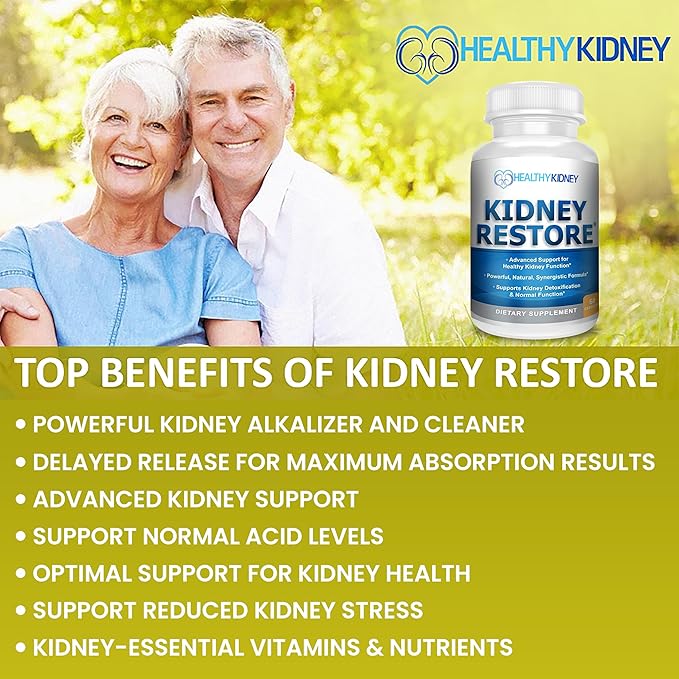 Kidney Restore Kidney Cleanse and Kidney Health Supplement to Support Normal Kidney Function, Vitamins for Kidney Health 60 caps
