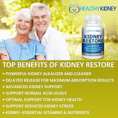 Kidney Restore Kidney Cleanse and Kidney Health Supplement to Support Normal Kidney Function, Vitamins for Kidney Health 60 caps