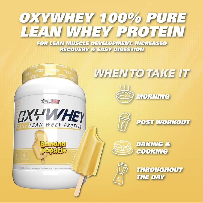 EHP Labs OxyWhey Whey Protein Isolate Powder - 25g of Whey Isolate Protein Powder, Meal Replacement Shake, Sugar Free Protein Powder - 25 Serves (Banana)