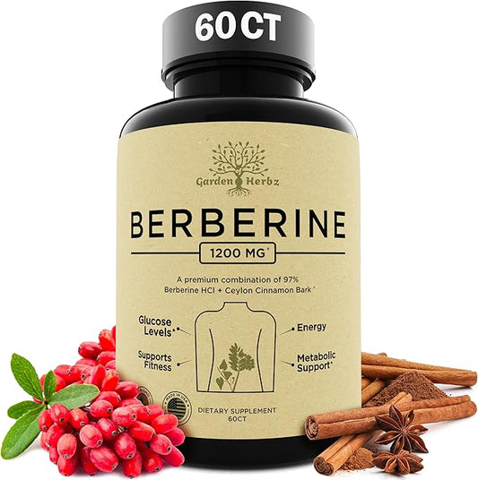 Berberine Supplement, Berberine 1200 Mg – Berberine HCL & Ceylon Cinnamon for Women & Men – Berberine Capsules Supports Healthy Immune System & Weight Management