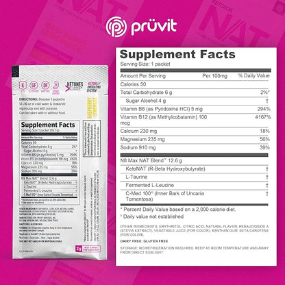 PRÜVIT Keto//OS NAT® Raspberry Lemonade Keto Supplements – Caffeine Free - Exogenous Ketones - BHB Salts Ketogenic Supplement for Workout Energy Boost for Men and Women (20 Count)