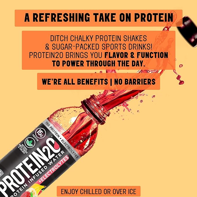 Protein2o 15g Whey Protein Infused Water, Tropical Coconut, 16.9 oz Bottle (Pack of 12)