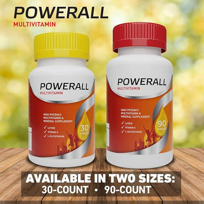 POWERALL Adult Multivitamin for Men and Women, Immunity Support, with Vitamins A, C, D3, E, K1 and B Vitamins, 30 Count