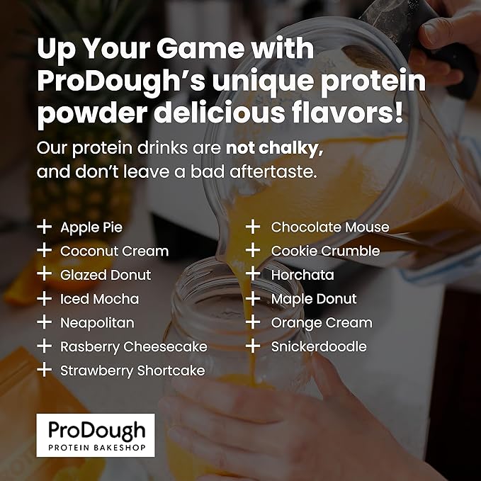 ProDough Gourmet Whey Isolate Hydrolized Protein Powder for Shake Mix- Easy Digest Enzyme Blend, 25g Protein per Serving, Natural Ingredients, Gluten Free, Keto Friendly (Maple Donut)