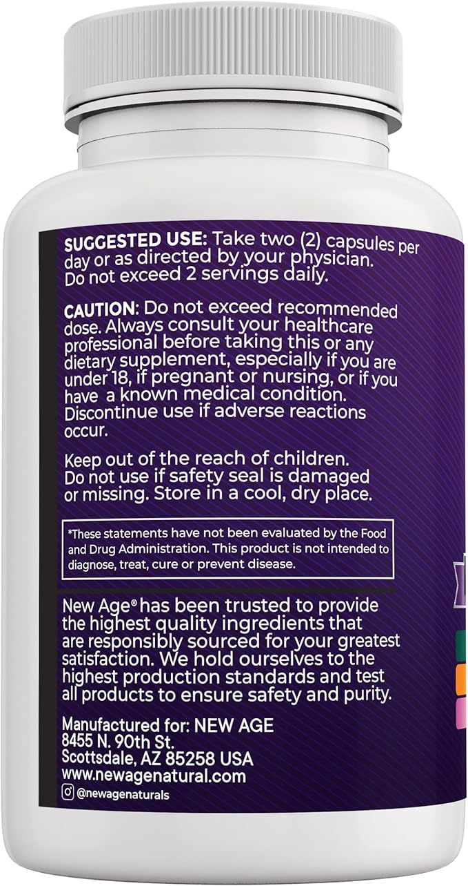 NEW AGE Resveratrol, Berberine, Grape Seed Extract, Quercetin, Polyphenol Supplement for Women and Men with Noni Extract, N-Acetyl Cysteine, Acai Extract - 120 Capsules