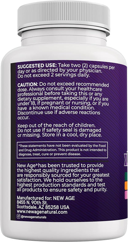 NEW AGE Resveratrol, Berberine, Grape Seed Extract, Quercetin, Polyphenol Supplement for Women and Men with Noni Extract, N-Acetyl Cysteine, Acai Extract - 120 Capsules