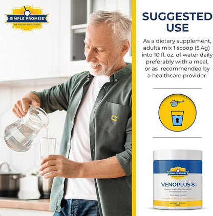 Simple Promise - VenoPlus 8 - Nitric Oxide Supplements for Men and Women - Beet Root Powder with Proprietary Blend - Beet Juice Powder for Blood Circulation, Heart Health