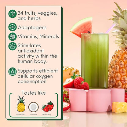 Kiala Nutrition Super Greens, Organic Greens Powder with Spirulina & Chlorella for Digestion, Gut Health, Immunity & Energy, Gluten Free, Vegan, Daily Support for Women, Miami Vice Flavor, 30 Servings