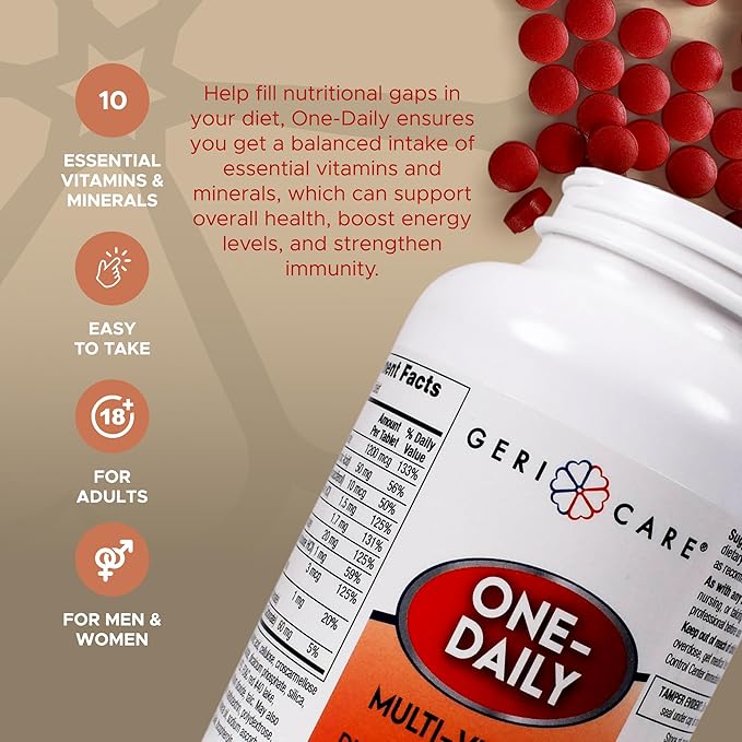GeriCare One-Daily Multi-Vitamin Tablets Dietary Suplement, 1000 Count (Pack of 1)