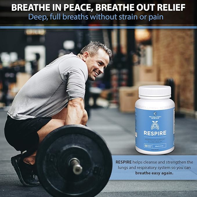 Respire Lung Support Supplement - Lung Cleanse & Lung Detox, Lung Health Formula with Quercetin, Bromelain & Butterbur for Clear Lungs, Breathing & Bronchial Support - 60 Capsules