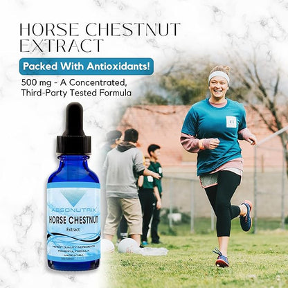 Absonutrix Horse Chestnut Extract 550 mg 4 Oz Drops, 200 Servings, Helps Detoxify, Improves Circulation, Third-Party Tested, General Health Support, Nutritional Boost, Made in USA
