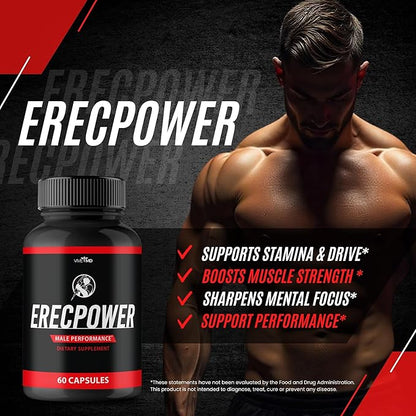 Erecpower for Men Capsules - Erecpower Pills Advanced Formula - Maximum Strength, ErecPower for Men Supplement Erec Power 60 Capsules, Erec Power Vitamin Pills Reviews (2 Pack)