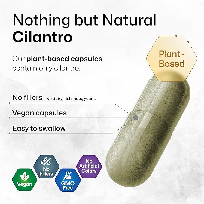 BIO KRAUTER Cilantro Supplement - Cilantro Capsules - Rich Source of Antioxidants - Natural Cleansing & Detox - Cilantro Powder 100 Vegan Caps